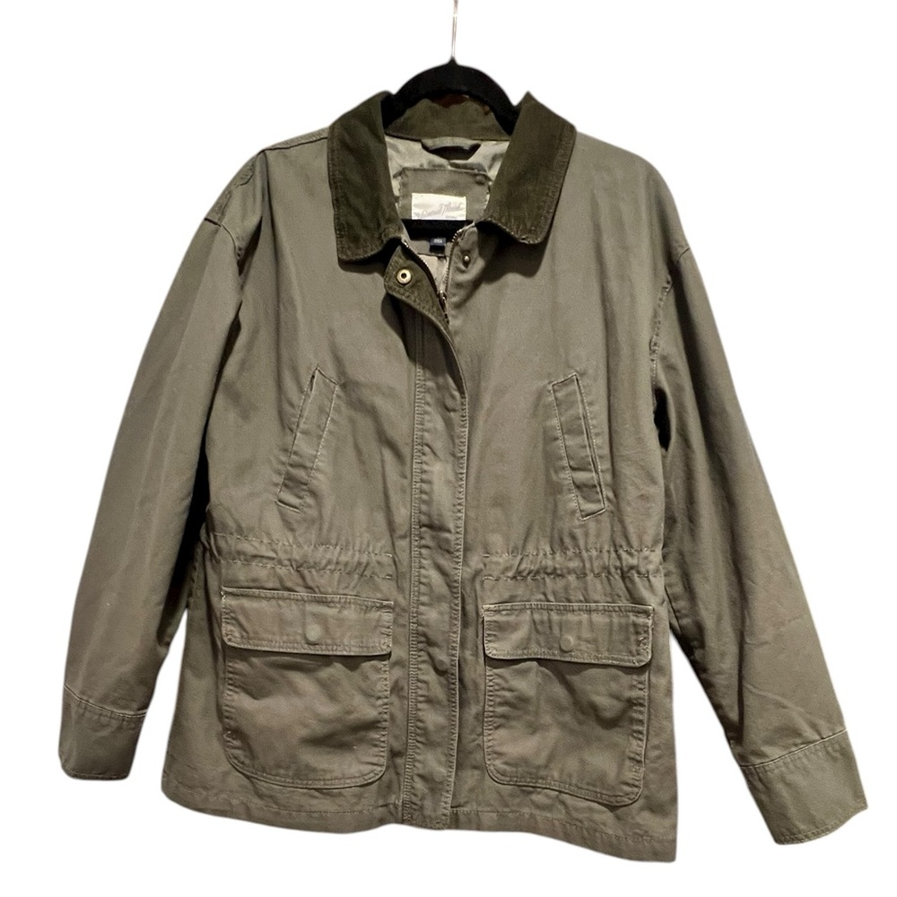Universal Thread Womens Olive Green Military Chore Jacket Corduroy  Collar Large
